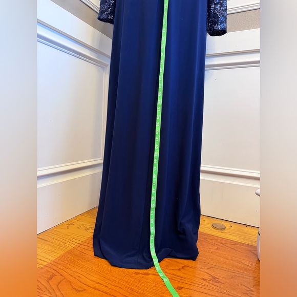 NWT Ralph Lauren - Long Sleeve Sequin Gown - Size 18 - Navy Blue - New w/Tags - Picture 4 of 7